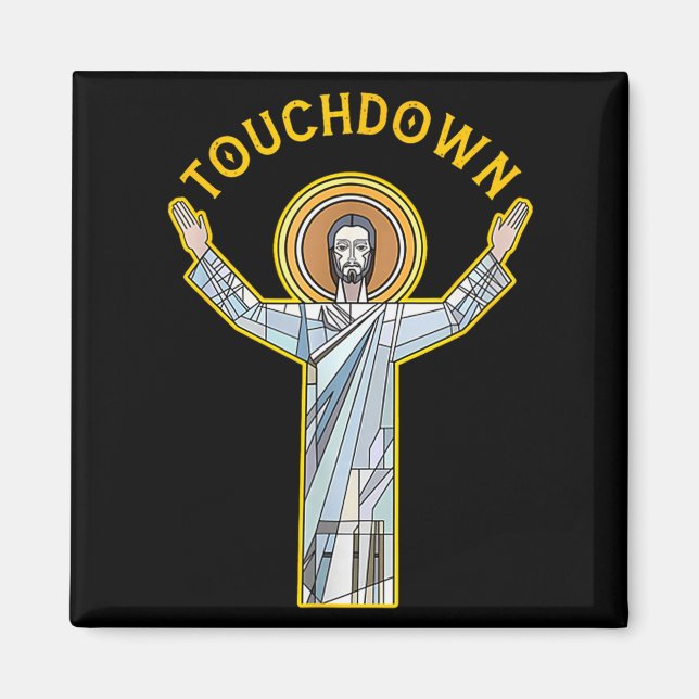 Jesus Touchdown Lustig Christlicher Glaube Sprüche Magnet (Vorne)