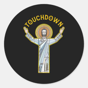 Jesus Touchdown Lustig Christlicher Glaube Sprüche Runder Aufkleber