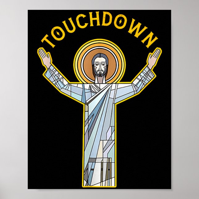 Jesus Touchdown Spaß Christlicher Glaube Sprüche M Poster (Vorne)