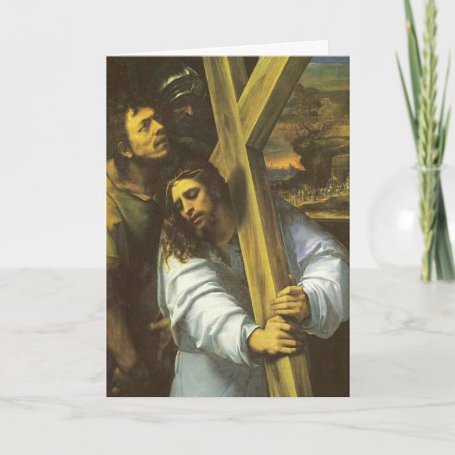 Jesus trägt die Grußkarte Karte (Vorderseite)