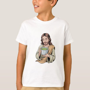 Jesus trinkt Matcha-Getränk Christlich T-Shirt