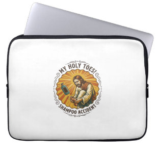Jesus tropft Shampooflasche auf Fußdusche Schmerz Laptopschutzhülle