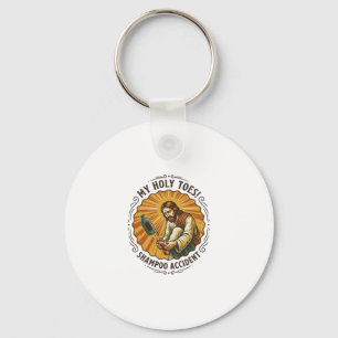 Jesus tropft Shampooflasche auf Fußdusche Schmerz Schlüsselanhänger