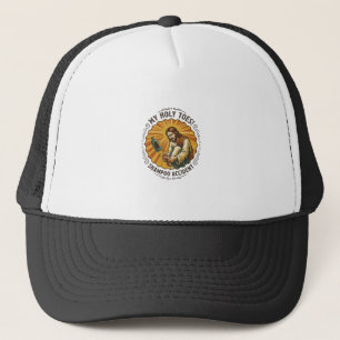 Jesus tropft Shampooflasche auf Fußdusche Schmerz Truckerkappe