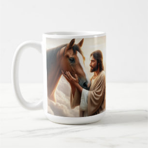 Jesus tröstet eine Pferd im Himmel Tasse