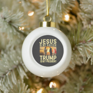 Jesus Trump - Jesus ist mein Herr Erlöser Keramik Kugel-Ornament