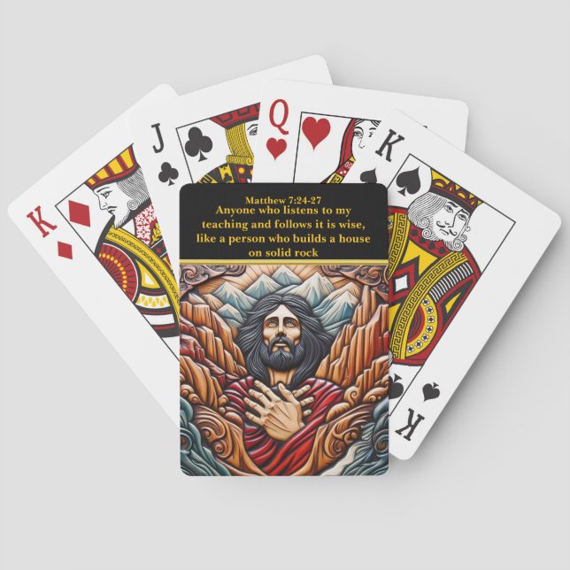 Jesus über den majestätischen Gipfeln Spielkarten (Rückseite)