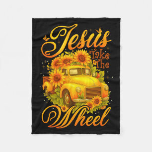 Jesus Übernimmt Das Steuer Sonnenblume Oldtimer Ch Fleecedecke
