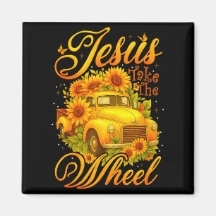 Jesus Übernimmt Das Steuer Sonnenblume Oldtimer Ch Magnet