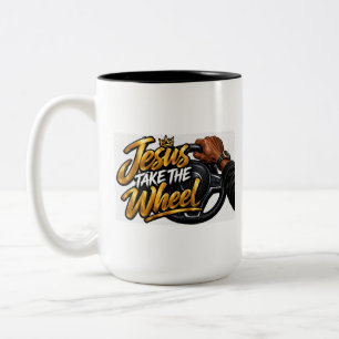 Jesus übernimmt das Steuer Zweifarbige Tasse