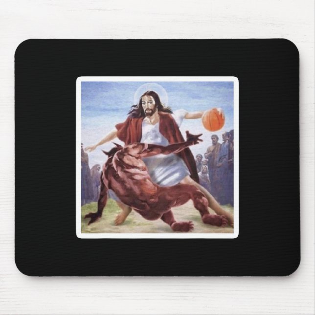 Jesus überquert den Satan Basketball Mousepad (Vorne)