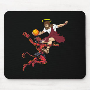 Jesus überquert den Teufel Basketball Player Dunk Mousepad