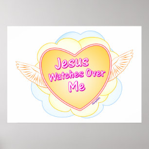 Jesus-Uhren über mir Poster