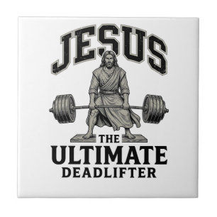 Jesus Ultimate Deadlifter Vintage Gym-Shirt-Design Fliese
