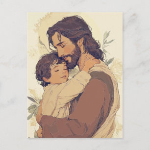 Jesus umarmt Kind – Glaubensermutigung Postkarte