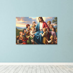 Jesus umgeben von Kindern Leinwanddruck