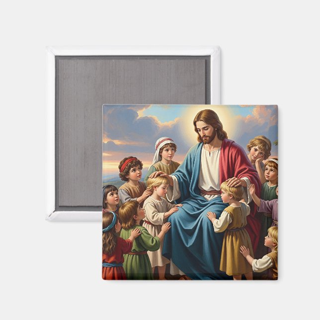 Jesus umgeben von Kindern Magnet (Vorderseite/Rückseite)