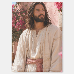 Jesus umgeben von rosa Bougainvillea Magnet