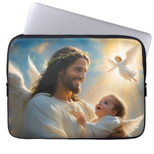 Jesus und Baby Engel Laptopschutzhülle