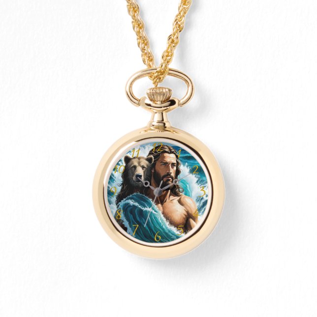 Jesus und Bär Armbanduhr (Vorderseite)