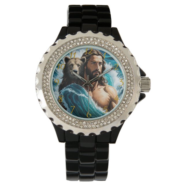 Jesus und Bär Armbanduhr (Vorderseite)
