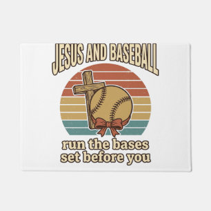 Jesus und Baseball Vintage-Christen-Shirt Fußmatte