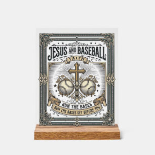 Jesus und Baseball Vintage Christlich Acrylschild
