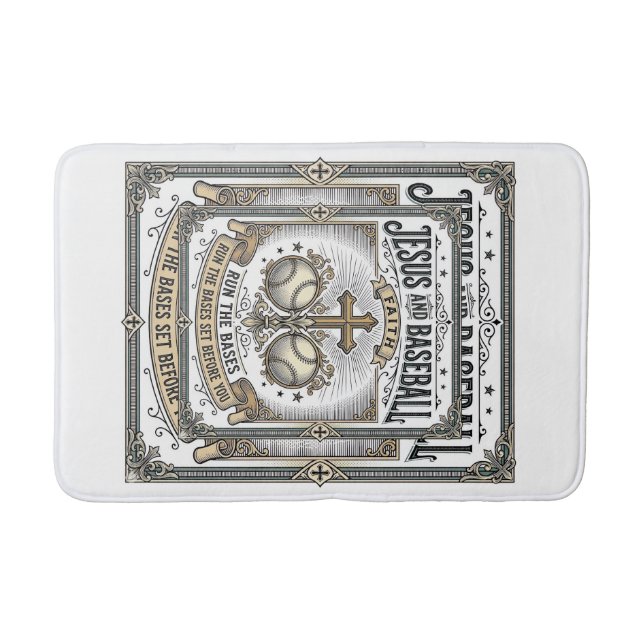Jesus und Baseball Vintage Christlich  Badematte (Vorderseite)