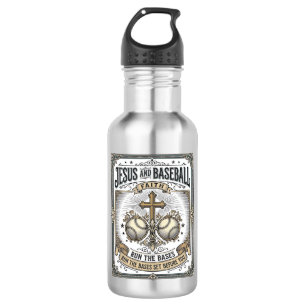 Jesus und Baseball Vintage Christlich Edelstahlflasche