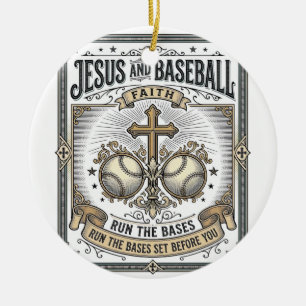 Jesus und Baseball Vintage Christlich Keramik Ornament