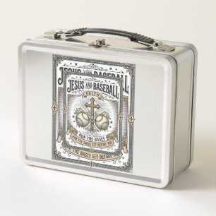 Jesus und Baseball Vintage Christlich Metall Brotdose