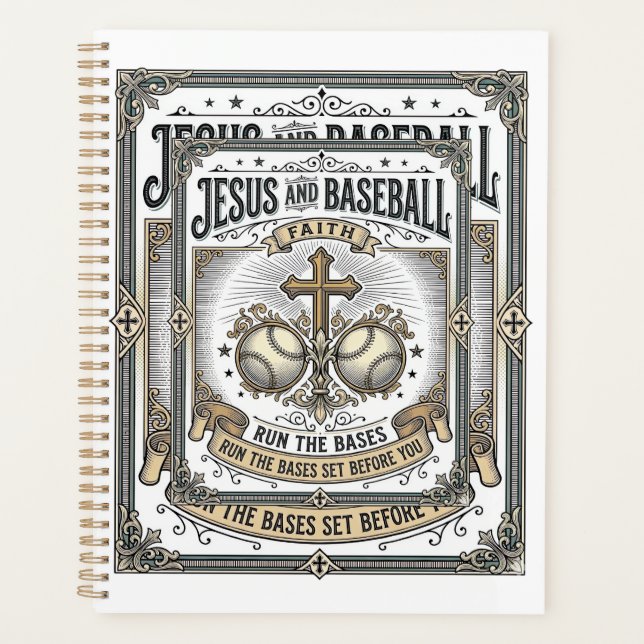 Jesus und Baseball Vintage Christlich  Planer (Vorderseite)