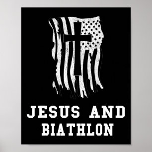 Jesus und Biathlon Design für Christliche Biathlet Poster