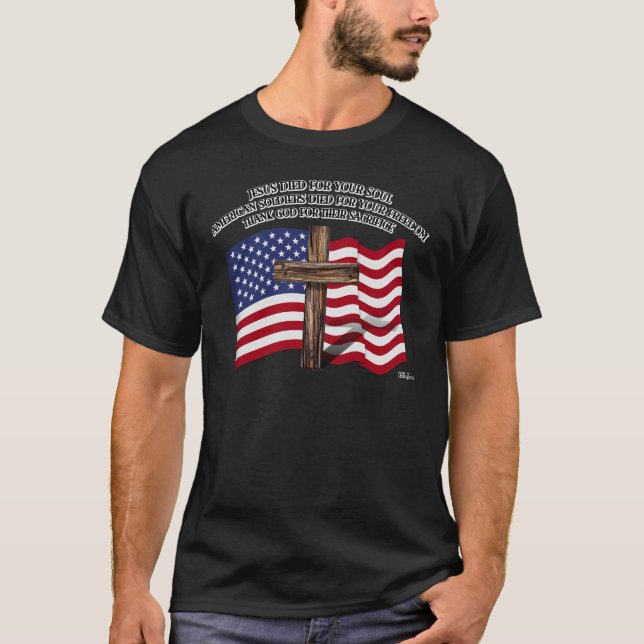 Jesus und das schroffe Kreuz US der amerikanischen T-Shirt (Vorderseite)