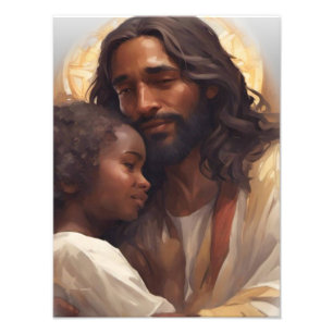 Jesus und der Baby Angel Fotodruck