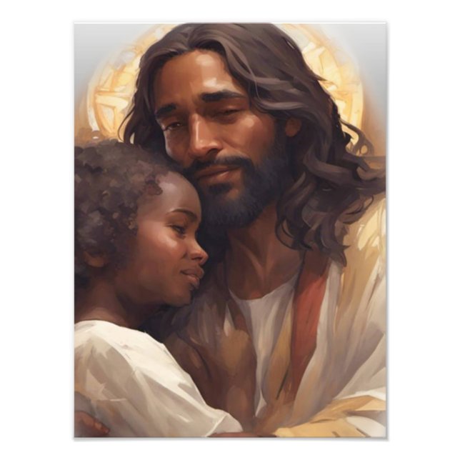 Jesus und der Baby Angel Fotodruck (Vorne)