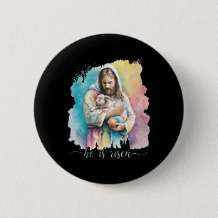 Jesus und der Osterhase - er ist Christlich versch Button