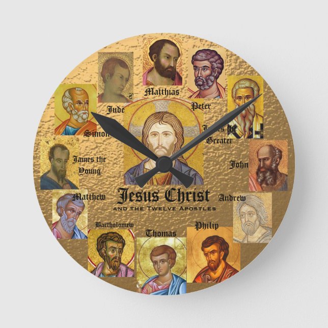 Jesus und die 12 Apostel-Uhr Runde Wanduhr (Vorderseite)