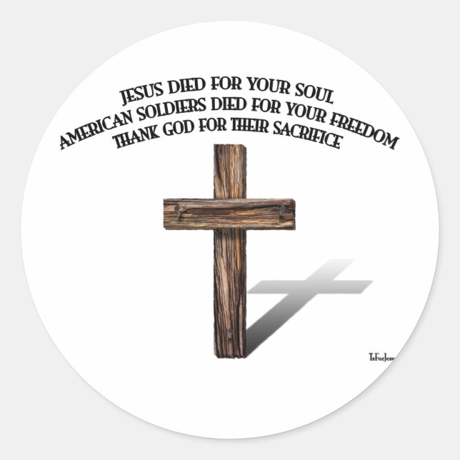 Jesus und die amerikanischen Soldaten mit robustem Runder Aufkleber (Vorderseite)