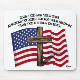 Jesus und die amerikanischen Soldaten raues Kreuz  Mousepad
