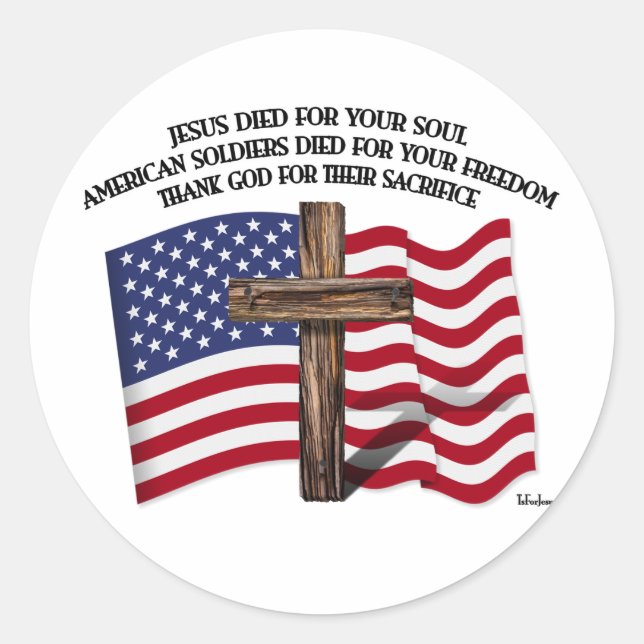 Jesus und die amerikanischen Soldaten rocken über  Runder Aufkleber (Vorderseite)