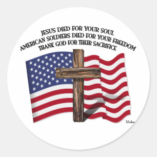Jesus und die amerikanischen Soldaten rodelten üb Runder Aufkleber