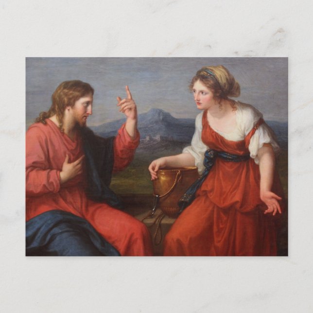 Jesus und die Frau am Brunnen Postkarte (Vorderseite)