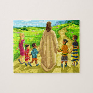 Jesus und die Kinder auf einem Reise-Puzzle