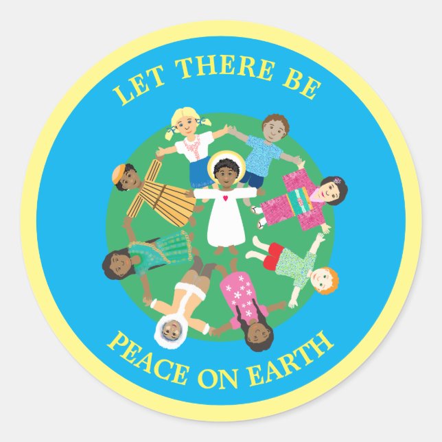Jesus und die Kinder der Welt Runder Aufkleber (Vorderseite)
