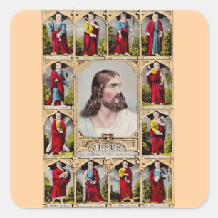 Jesus und die zwölf Apostel Quadratischer Aufkleber