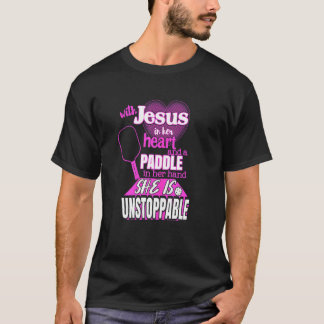 Jesus und ein Pickleball Paddle Sprichwort Motiva T-Shirt