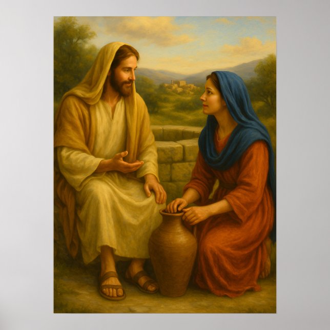 Jesus und Frau am Well ™ LDS Wall Poster (Vorne)