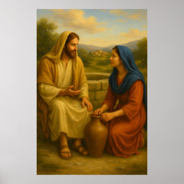 Jesus und Frau am Well ™ LDS Wall Poster