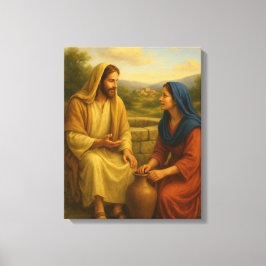 Jesus und Frau an der Well ™ LDS Wall Art Leinwand
